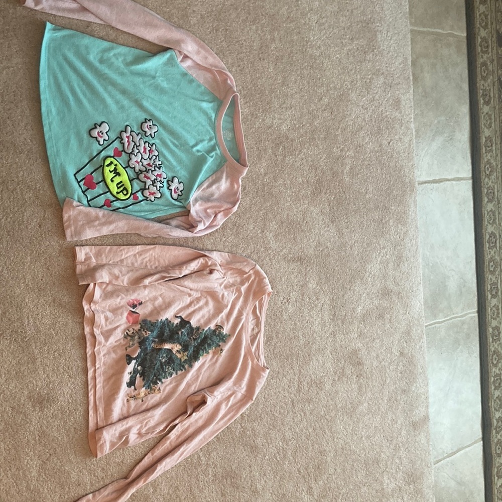 2 girls long sleeve tees